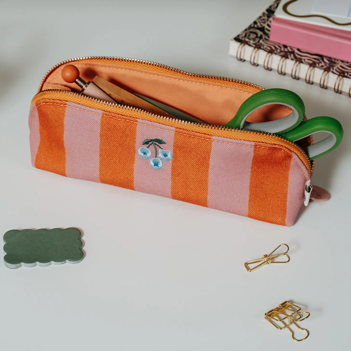Pink Stripe Pencil Case